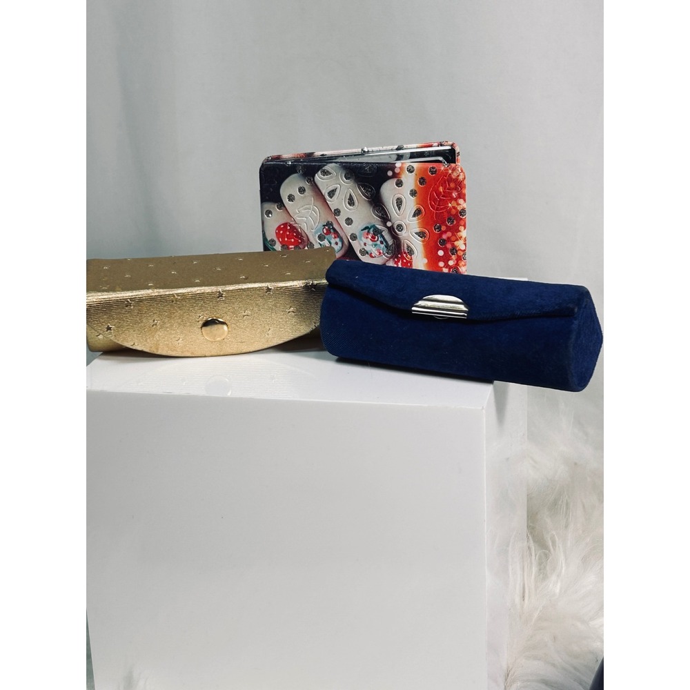Vintage Lipstick Case Set of 2 with Mirror and Cherry‎ Compact Mirror